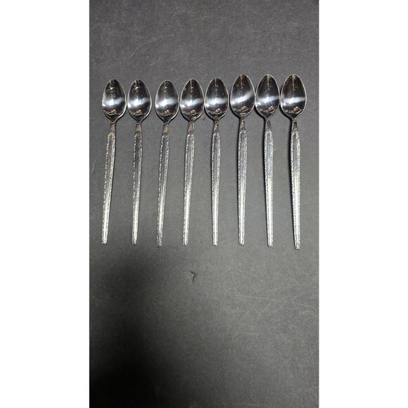 Rogers CC Stainless Ice Tea Spoons Set of 8 Long Handle Korea Embossed Pattern - Picture 1 of 4
